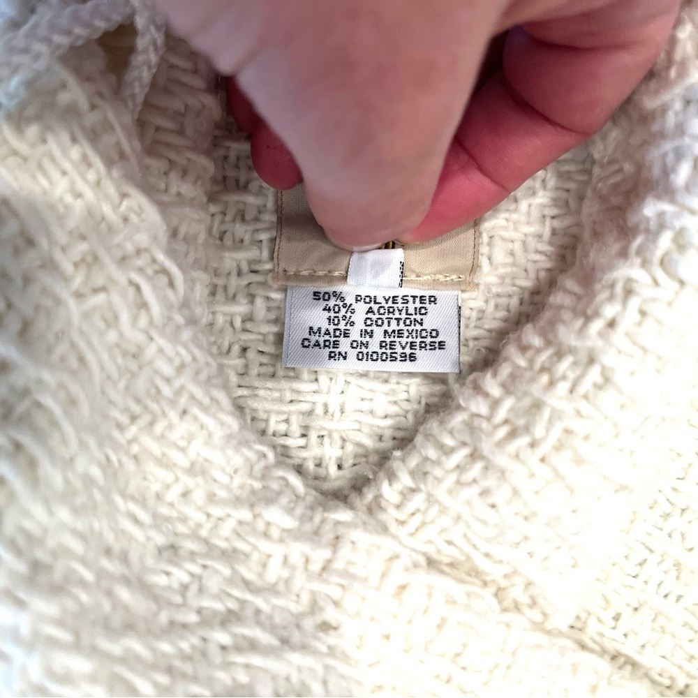 Earth Ragz Pullover Hoodie Sz M Ivory Textured 100% Recycled Fibers Mexico - Picture 10 of 11